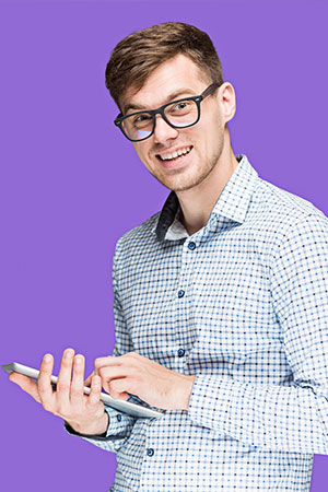 man with tablet